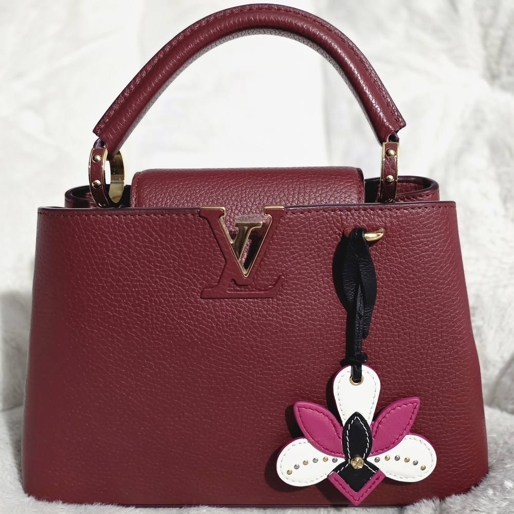 Louis Vuitton Burgundy Shoulder Bag with Floral Accent ( FULL INCLUSION )